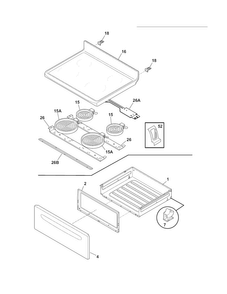 Top/drawer Diagram and Parts List for CRE3870LBE  Crosley Range