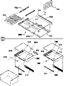 Freezer Shelf/deli/crisper Assemblies Diagram and Parts List for BRF20TLW-P1199201WL  Amana Refrigerator