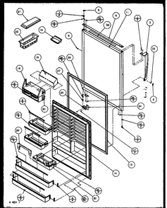Refregerator Door Diagram and Parts List for 85161W-P1117111WW  Amana Refrigerator