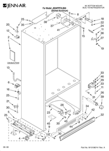 Cabinet Parts Diagram and Parts List for JB36PPFXLB00  Jenn-Air Refrigerator