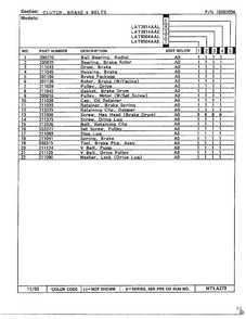Clutch, Brake And Belts Page 2 Diagram and Parts List for LAT5804AAE  Maytag Washer