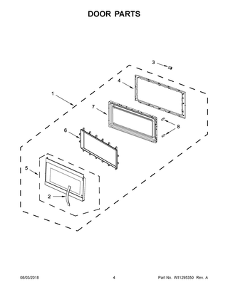 Door Parts Diagram and Parts List for AMV6502REB6  Maytag Microwave