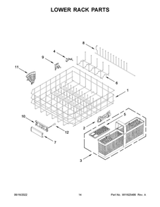 Lower Rack Parts Diagram and Parts List for JDPSS244LL2  Maytag Dishwasher