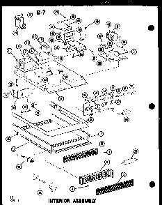 Interior Assembly Diagram and Parts List for RC-14T P73824-6M Amana Microwave