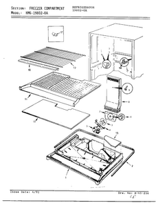 Freezer Compartment Diagram and Parts List for 19802-0A  Admiral Refrigerator