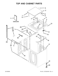 Top And Cabinet Parts Diagram and Parts List for CAW9244XQ4  Crosley Washer