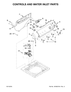 Controls And Water Inlet Parts Diagram and Parts List for CAW9352EW2  Crosley Washer