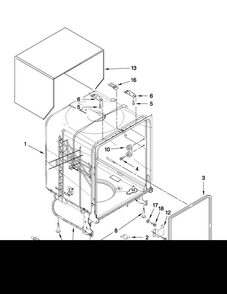Tub And Frame Parts Diagram and Parts List for ADB1400PYB1  Amana Dishwasher