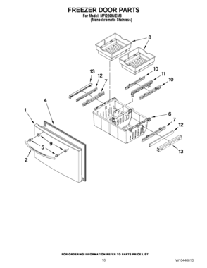 09 - FREEZER DOOR PARTS Diagram and Parts List for MFI2269VEM8  Maytag Refrigerator