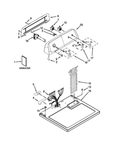 Top And Console Parts Diagram and Parts List for NED4705EW0  Amana Dryer