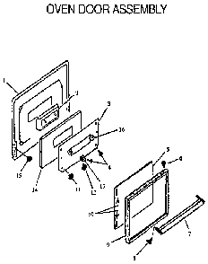 Oven Door Assembly Diagram and Parts List for RMS363UW, UL-P1142380NW,L Amana Range