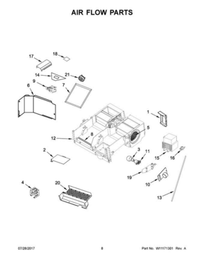 05 - Air Flow Parts Diagram and Parts List for MMV4205DB4  Maytag Microwave Oven Combo