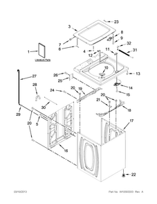 Top And Cabinet Parts Diagram and Parts List for 7MMVWC420BW0  Maytag Washer