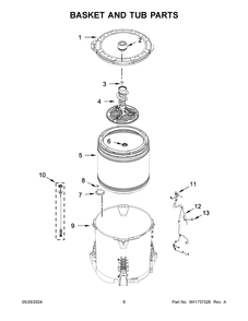 Basket And Tub Parts Diagram and Parts List for MVW4505MW2  Maytag Washer