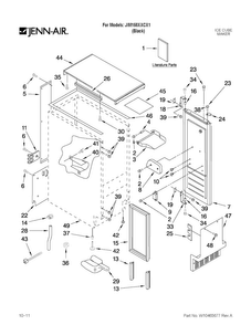 Cabinet Liner And Door Parts Diagram and Parts List for JIM158XXCX1  Jenn-Air Ice Maker
