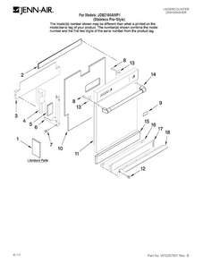Door And Panel Parts Diagram and Parts List for JDB2150AWP1  Jenn-Air Dishwasher