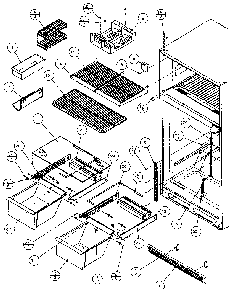 Cabinet Shelving Diagram and Parts List for TS18RB-P1158403W  Amana Refrigerator