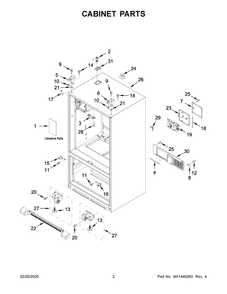 Cabinet Parts Diagram and Parts List for MFI2570FEB03  Maytag Refrigerator