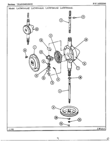 Transmission Diagram and Parts List for 6349  Maytag Washer