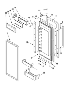 Refrigerator Door Parts Diagram and Parts List for JF42SSFXDA00  Jenn-Air Refrigerator