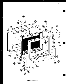 Door Parts Diagram and Parts List for R0-24-8 P73917-1M Amana Microwave