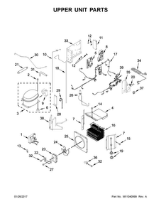 Upper Unit Parts Diagram and Parts List for JB36NXFXLE01  Jenn-Air Refrigerator