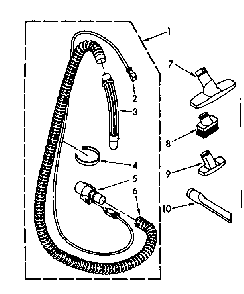 Hose And Attachment Parts Diagram and Parts List for 1162525080  Kenmore Canister Vacuum