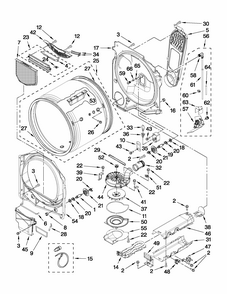 Bulkhead Parts Diagram and Parts List for MEDB850YW1  Maytag Dryer