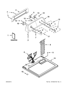Top And Console Parts Diagram and Parts List for NGD4700YQ1  Amana Dryer