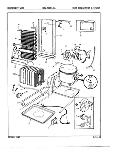 Unit Compartment And System Diagram and Parts List for 21304A  Admiral Refrigerator