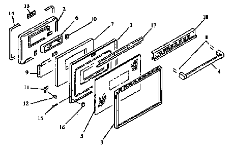 Oven Door Diagram and Parts List for AGS746E-P1130736NE  Amana Range