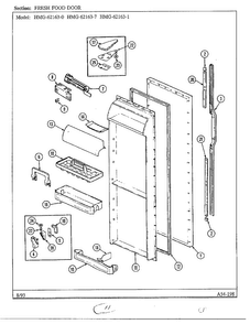 Fresh Food Door Diagram and Parts List for 62163-0A  Admiral Refrigerator