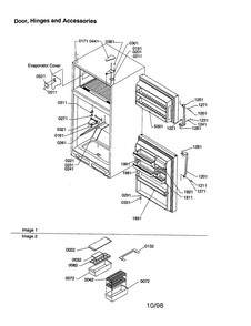 Door, Hinges And Accessories Diagram and Parts List for TX18VE-P1301702WE  Amana Refrigerator