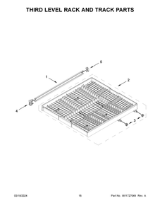 Third Level Rack And Track Parts Diagram and Parts List for JDPSG244PS1  Jenn-Air Dishwasher
