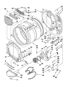 Bulkhead Parts Diagram and Parts List for MGDE250XL1  Maytag Dryer