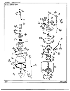 Transmission Diagram and Parts List for 6743A71  Norge Washer