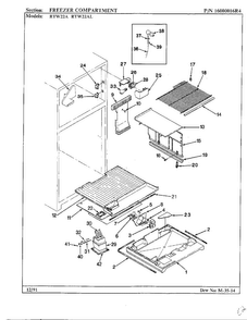 Freezer Compartment Diagram and Parts List for 22752  Maytag Refrigerator