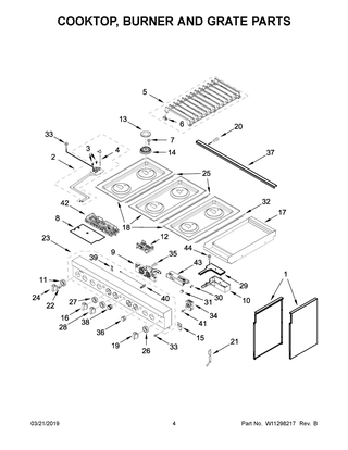 Cooktop, Burner And Grate Parts Diagram and Parts List for JDRP548HM00  Maytag Range