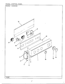 Control Panel Diagram and Parts List for 6443A  Norge Washer