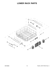 Lower Rack Parts Diagram and Parts List for JDAF3924RX0  Jenn-Air Dishwasher