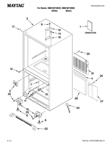 Cabinet Parts Diagram and Parts List for MBB1957WEW2  Maytag Refrigerator