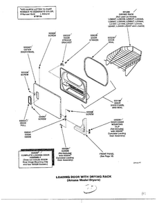 Loading Door With Drying Rack Diagram and Parts List for 7493-LEM437  Amana Dryer
