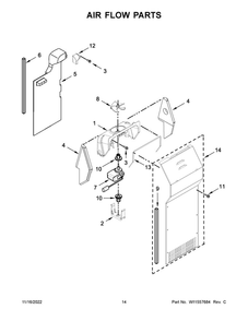 Air Flow Parts 2 Diagram and Parts List for MSS25N4MKZ04  Maytag Refrigerator