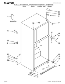 Cabinet Parts Diagram and Parts List for M1TXEMMWQ04  Maytag Refrigerator