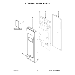 Control Panel Parts Diagram and Parts List for YAMV2307PFW11  Amana Range Hood