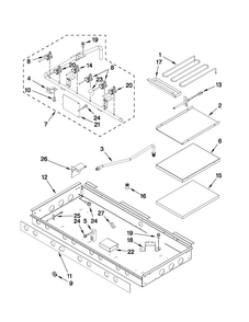 Burner Box, Gas Valves, And Switches Diagram and Parts List for JGRP548WP01  Jenn-Air Range