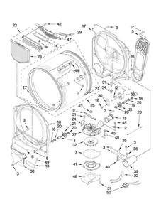 Bulkhead Parts Diagram and Parts List for MGDB750YW0  Maytag Dryer