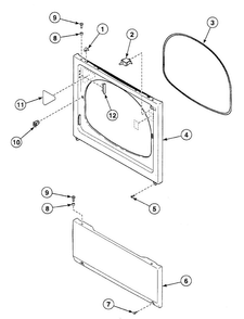 Front Panel Diagram and Parts List for SSEX07QF  Speed Queen Dryer
