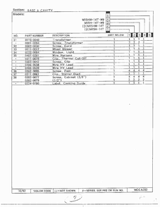 Base & Cavity Page 3 Diagram and Parts List for 9850  Magic Chef Microwave
