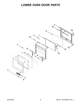 Lower Oven Door Parts Diagram and Parts List for JJW2830DP02  Maytag Wall Oven